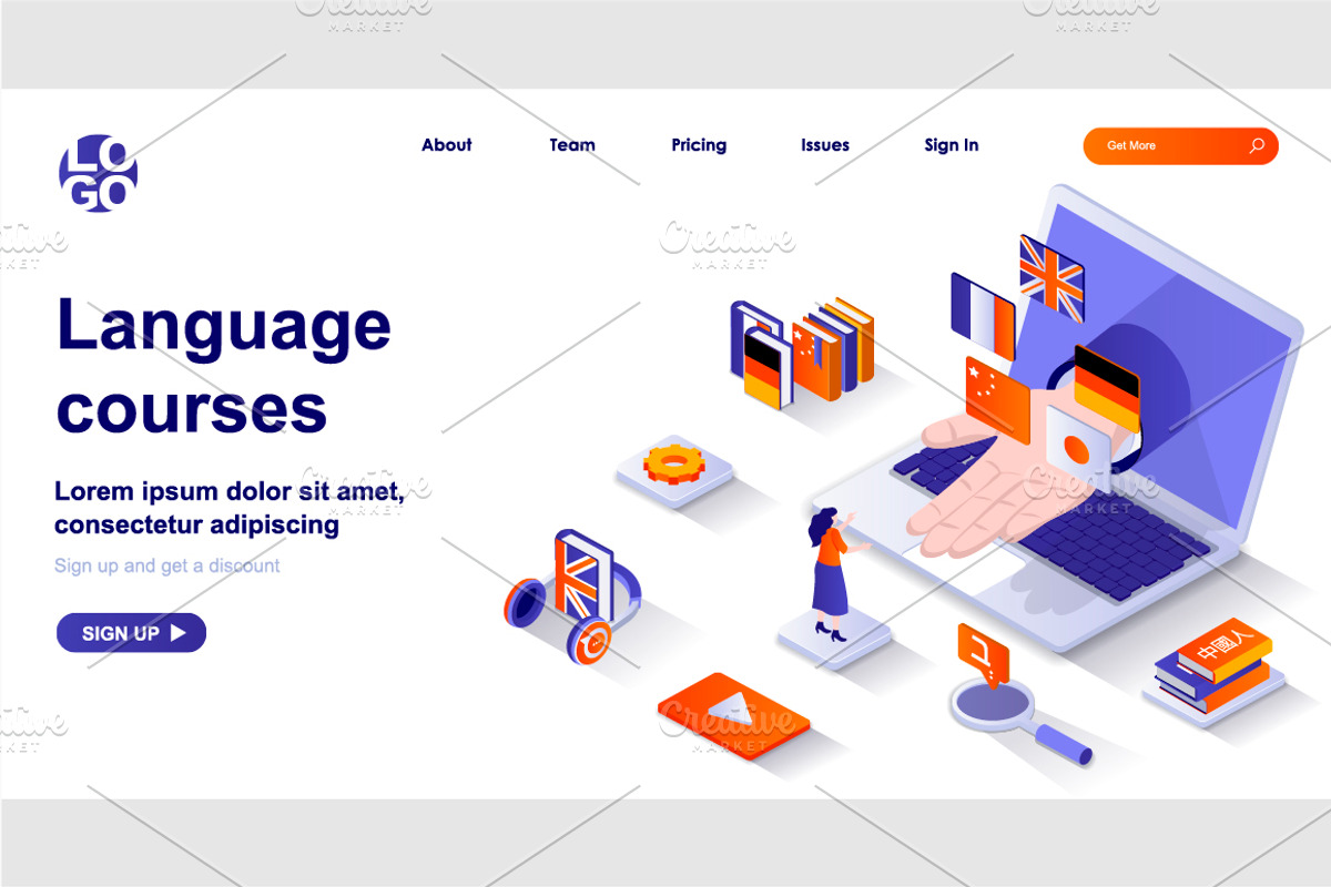 Isometric Landing Page Template, a Templates & Theme by alexdndz (Photo 16 of 31)