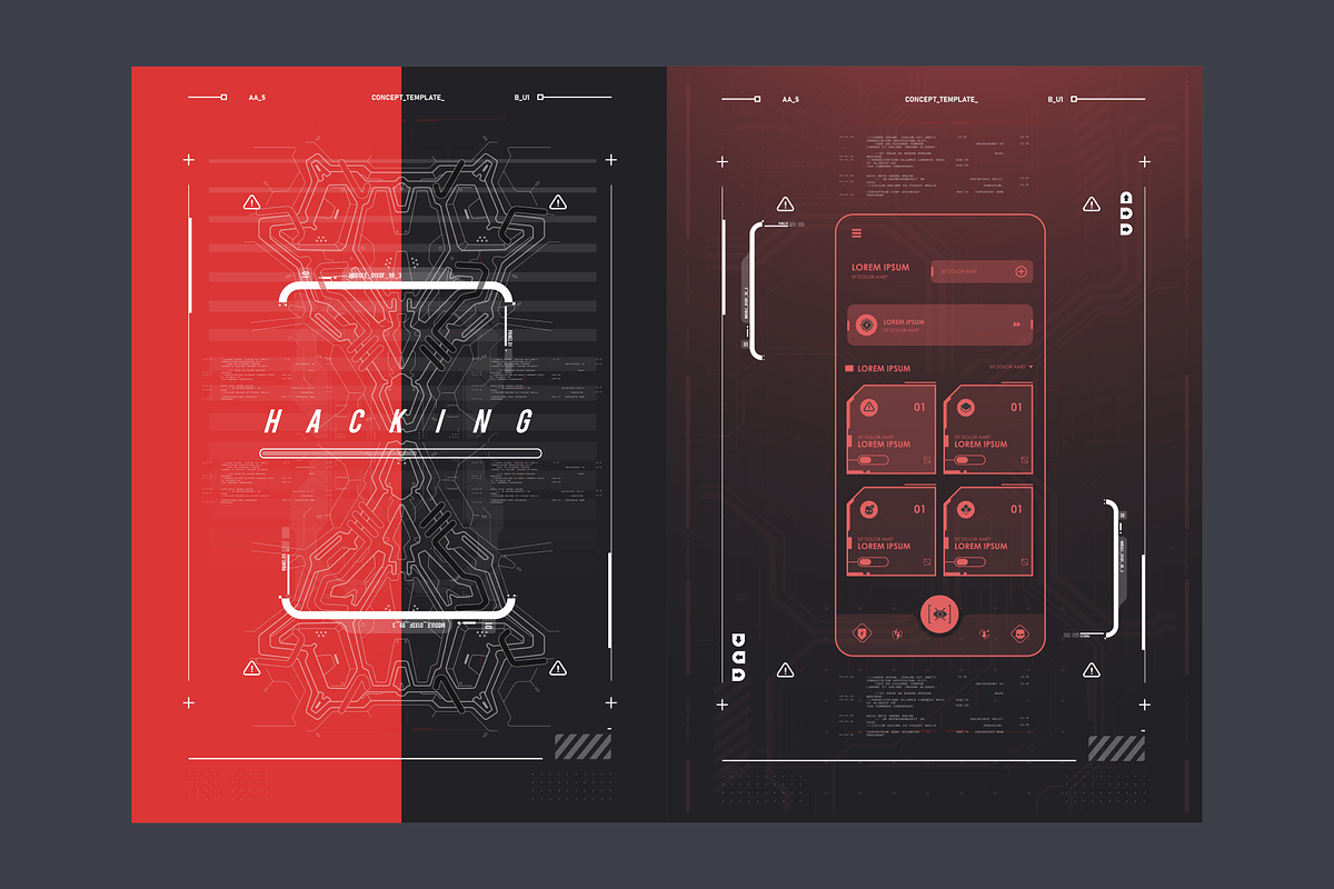 Hud Futuristic Posters Templates, a Technology Illustration by Andrew_Derr (Photo 1 of 5)