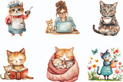 Watercolor Cat Mom Clip Art, an Illustration by Designking (Thumbnail 7 of 10)