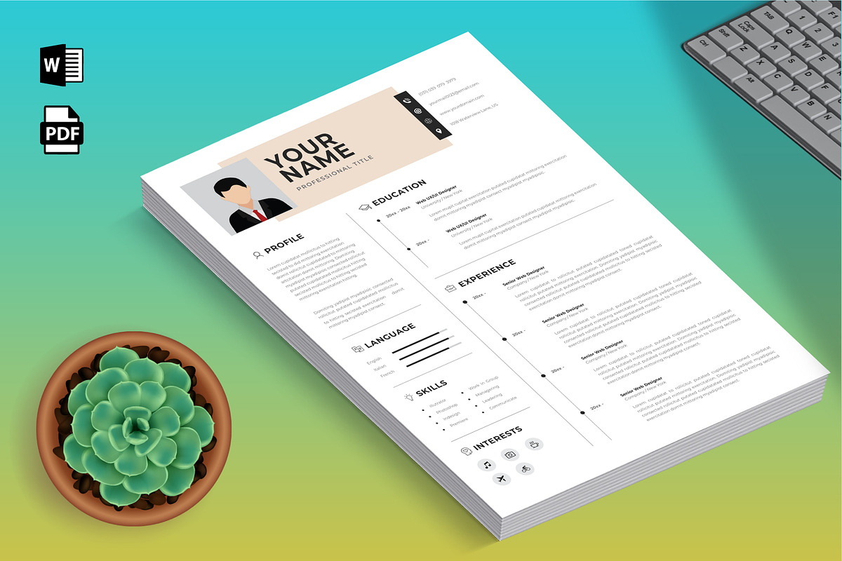 New Modern Resume/CV Template, a Resume Template by Blue Digital Studio (Photo 1 of 2)