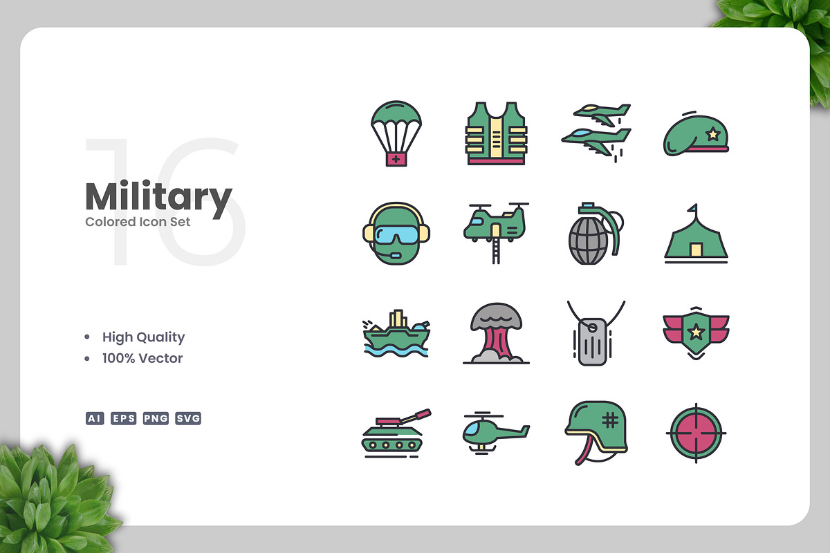 Military Colored Icons, an Icon by Upnowgraphic