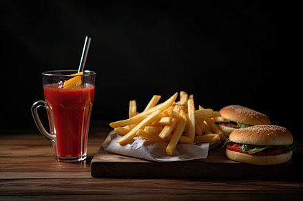 Delicious hamburgers with french fri, a Photo by Iftikhar Alam