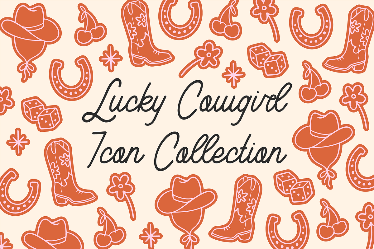 Lucky Cowgirl Icon Pack Collection, an Outline Icon by Pink Tiger Creative (Photo 1 of 5)