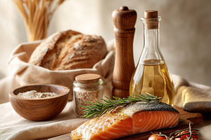 Fresh raw salmon fillet with, a Food & Drink Photo by MistyDay