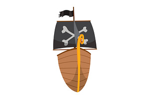 Stylized cartoon pirate ship, a Transportation Illustration by the8monkey