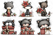 Whimsical Christmas Black Cat Clipar, an Illustration by DreamPrint404 (Thumbnail 4 of 6)