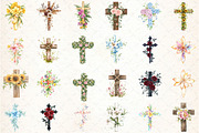 Watercolor Floral Cross Clipart PNG, an Illustration by DreamCafeArt (Thumbnail 3 of 3)