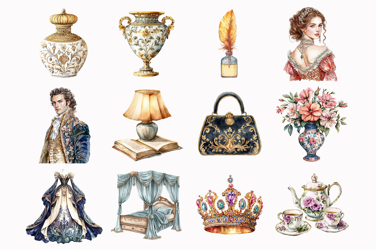 Watercolor Baroque Era Clipart, an Illustration by Design Market (Photo 4 of 4)
