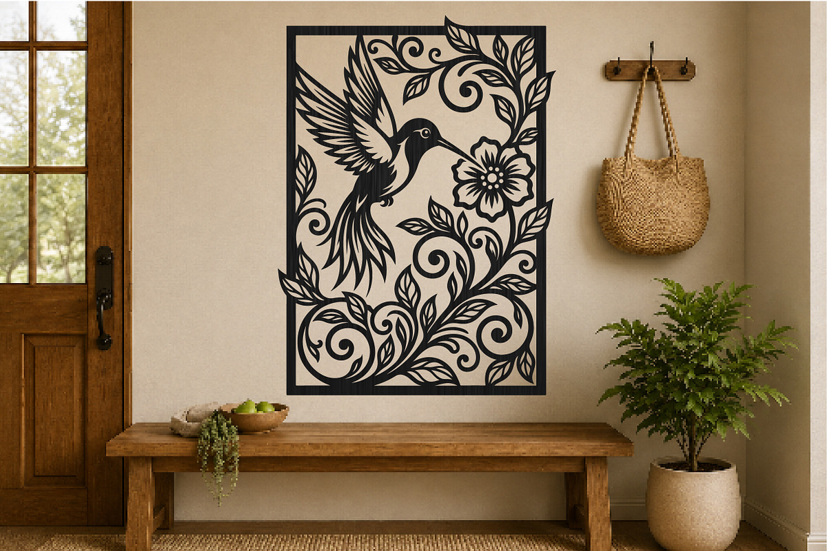 Hummingbird Floral Frame Laser Cut, an Object Graphic by DreamCafeArt (Photo 2 of 3)