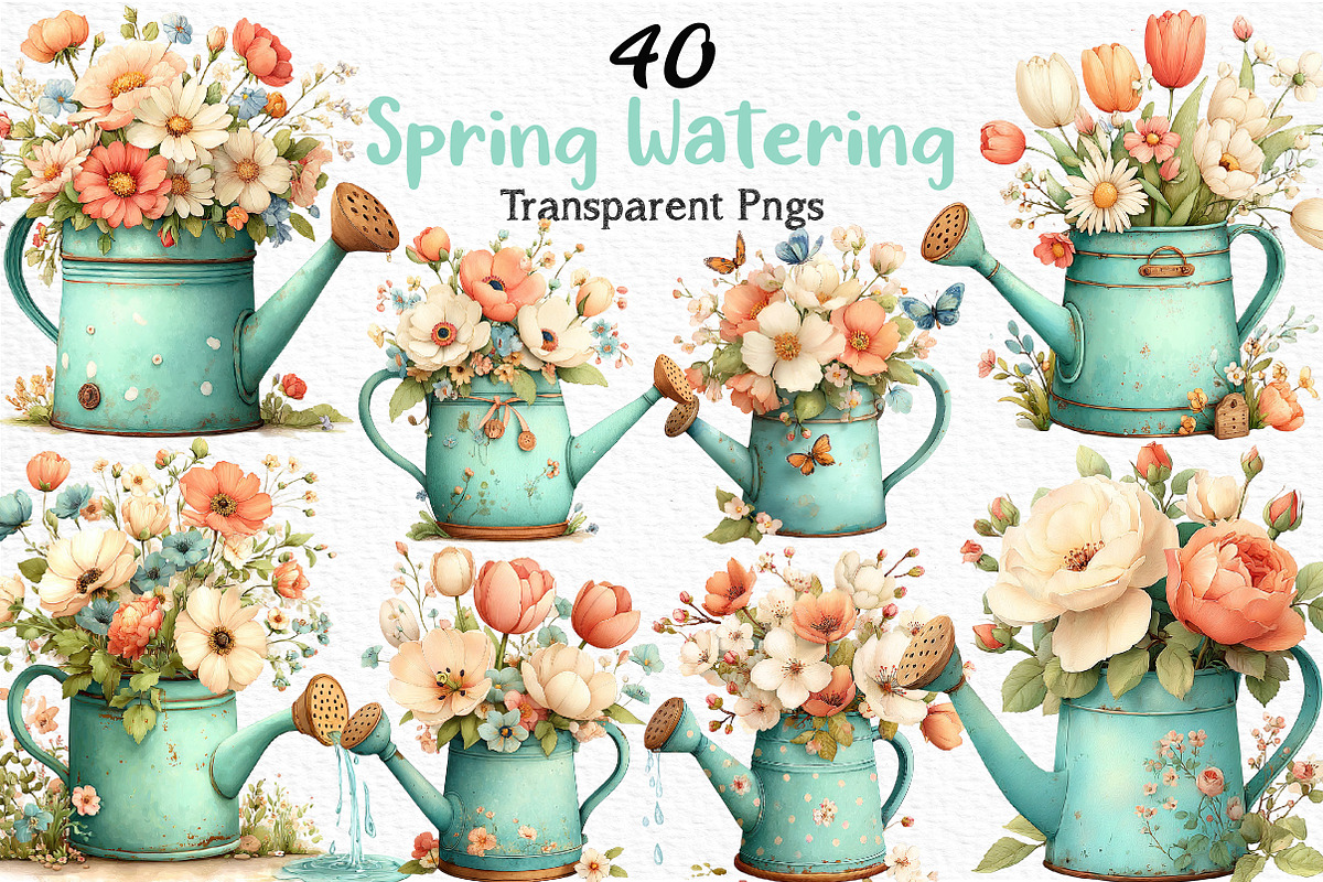 Spring Watering Clipart, an Illustration by Craft Nest (Photo 1 of 12)