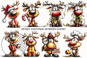 Quirky Christmas Reindeer Clipart, an Illustration by OK Design (Thumbnail 2 of 6)
