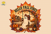 Cozy Fall Ghost Halloween Png, a Seasonal Illustration by Daisy Design (Thumbnail 1 of 3)
