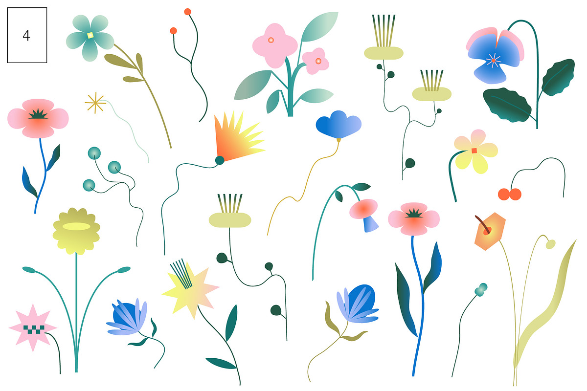 Gradient Flowers: posters, elements, an Object Graphic by Lena Nikolaeva (Photo 8 of 17)