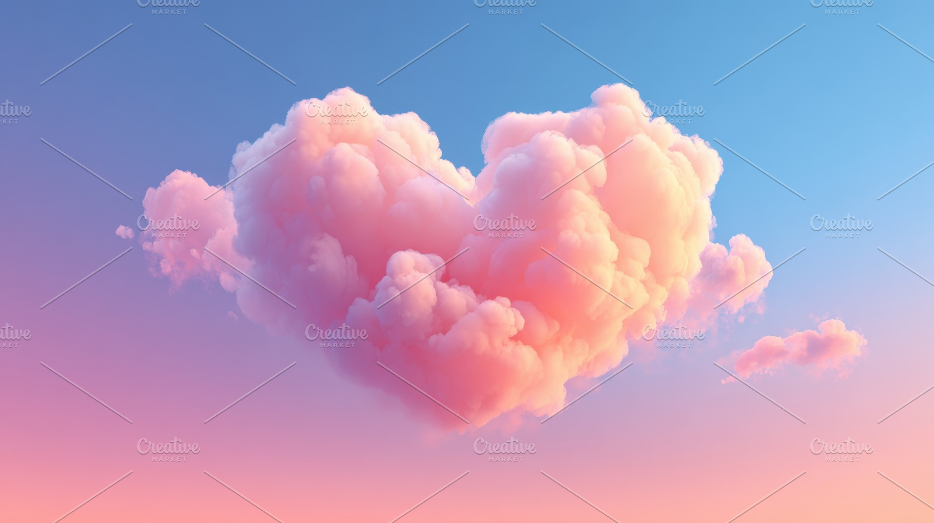 Dreamy pink and white clouds in blue sky, an Abstract Photo by AlyaAnd