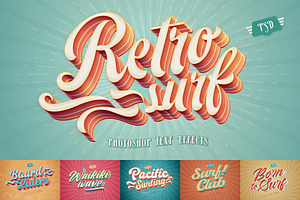 Retro Surf Text Effects, a Branding & Logo Template by Andrew Skoch Design
