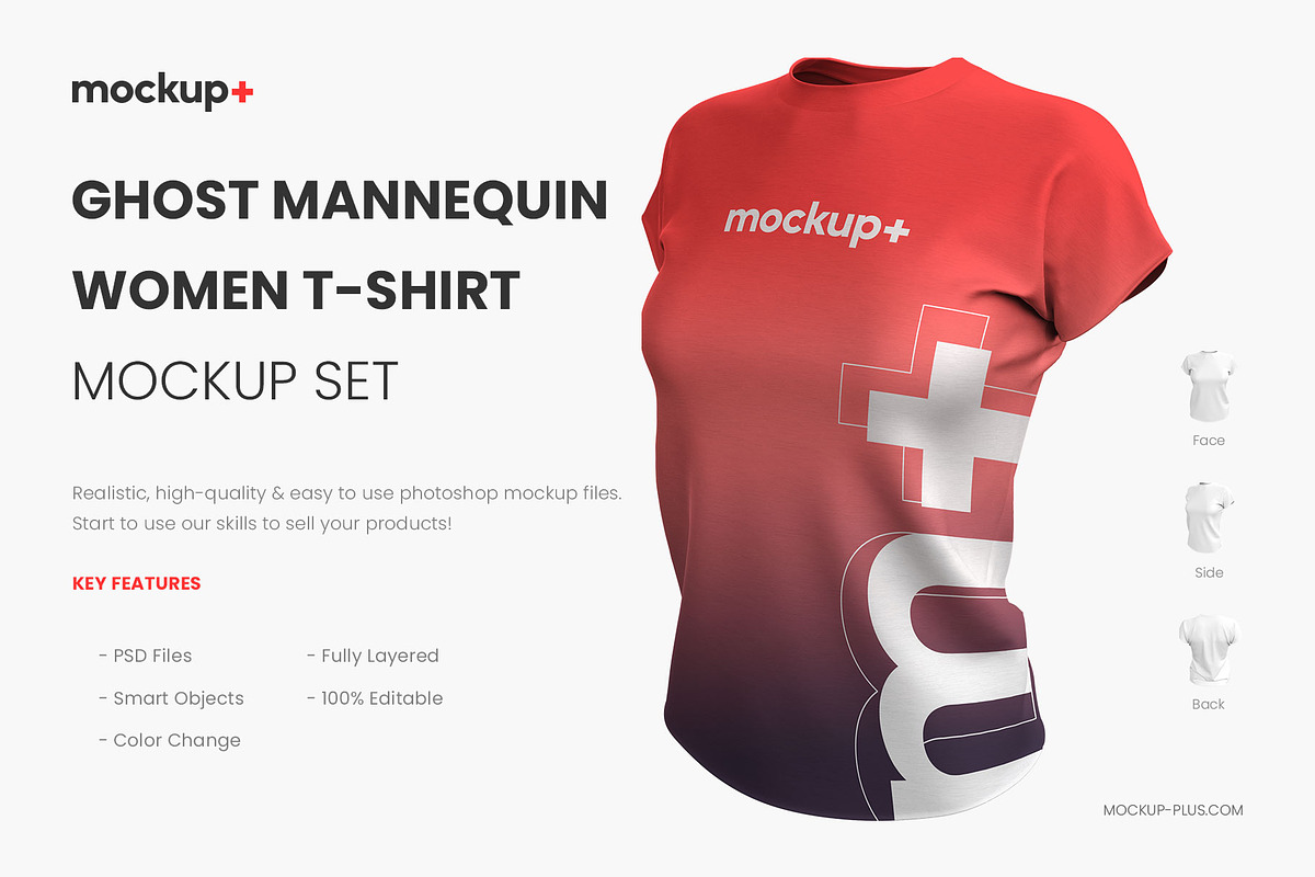 Realistic Women T-Shirt Mockup, a Shirt Mockup by Mockup+ (Photo 1 of 5)