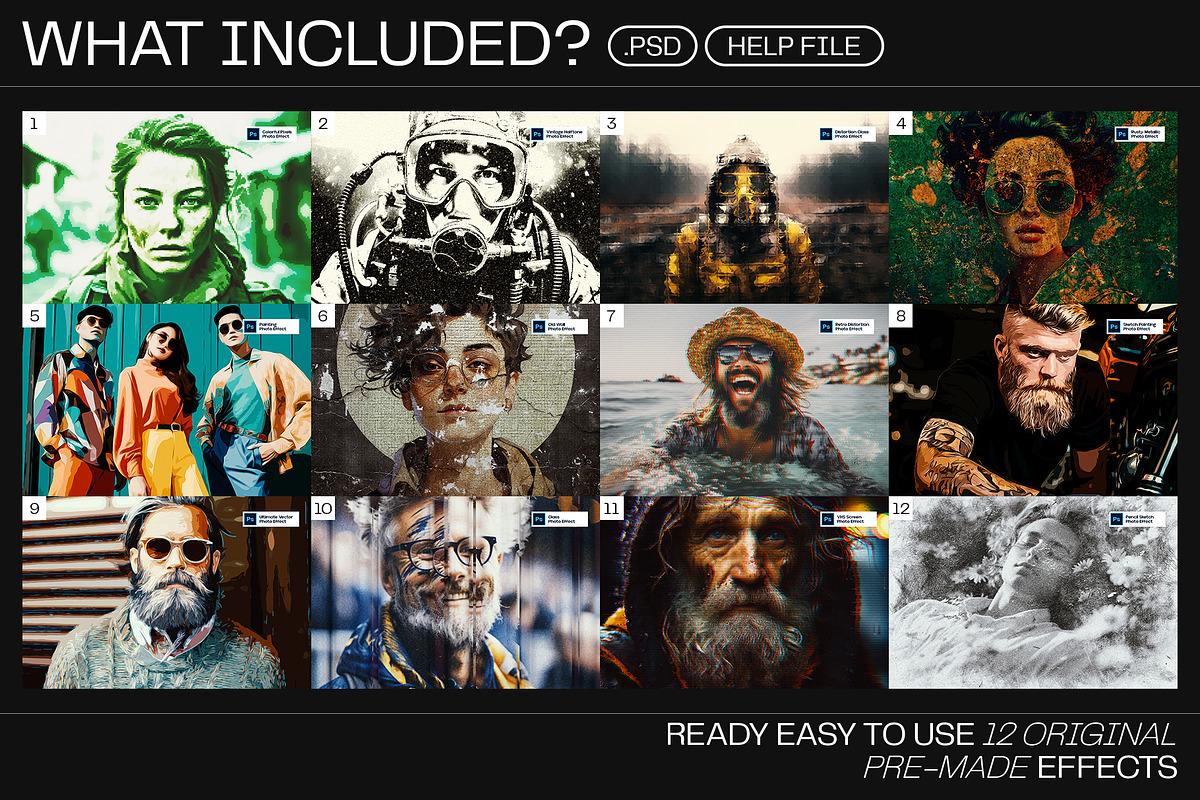 12 Photo Effect Templates, a Layer Style Add-On by iDoodle Studio (Photo 2 of 6)
