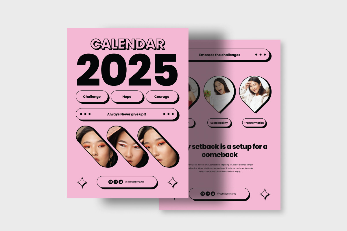 Wall Calendar 2025 Design V4, a Stationery Template by trabaskriya (Photo 3 of 3)