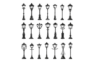 Minimalist Style Old Street Lamps, an Object Illustration by LadadikArt