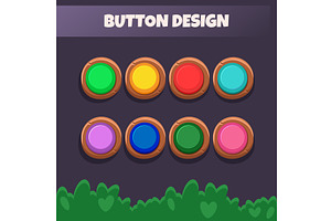 Cartoon Game UI buttons design. Set, a Graphic by BabySofja