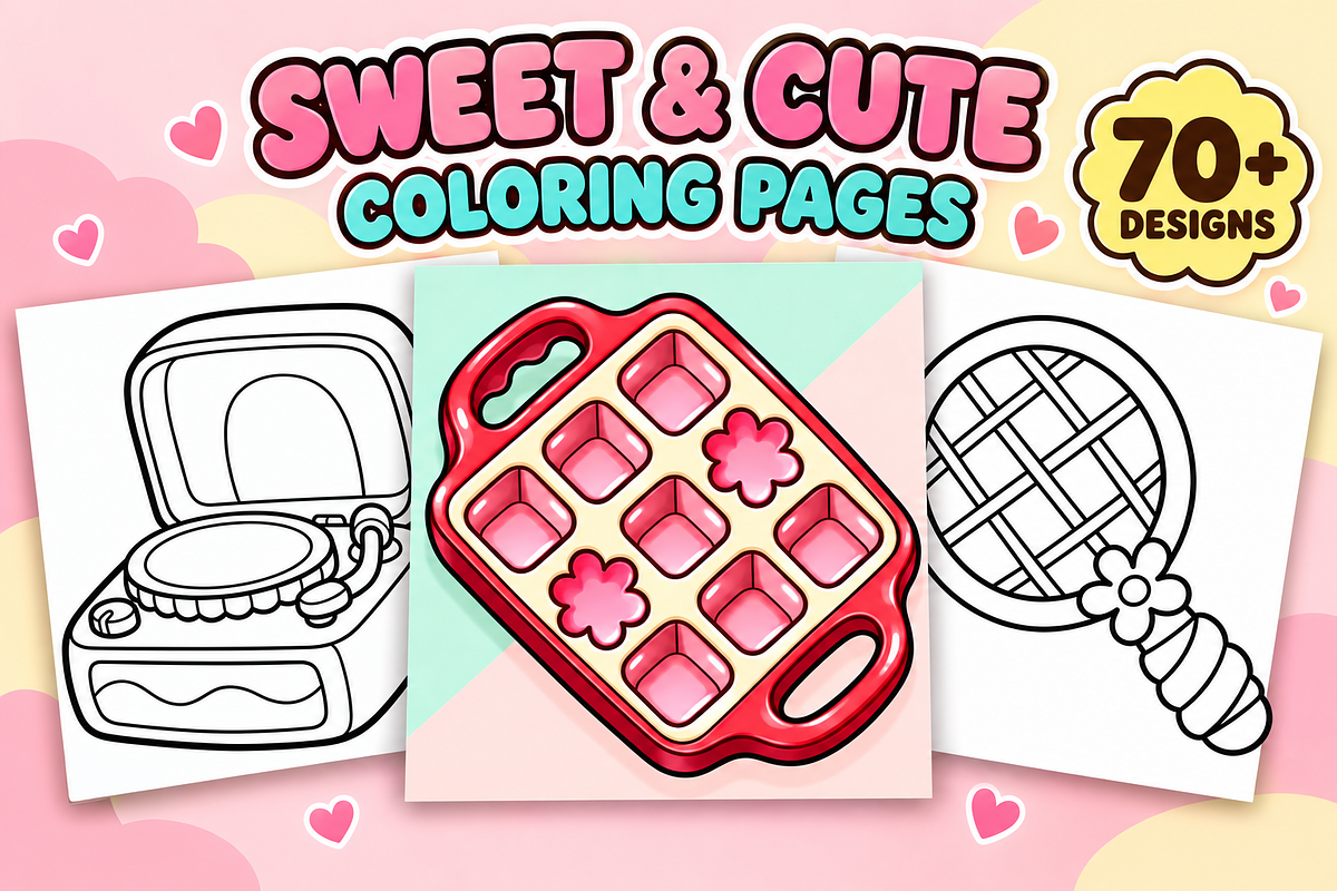 Sweet & Cute Coloring Pages Vol. 1, an Object Illustration by Inkivelle Studio (Photo 1 of 3)