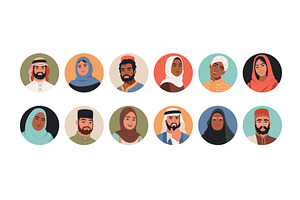 Middle eastern people avatars. Man, a Person Illustration by YummyBuum