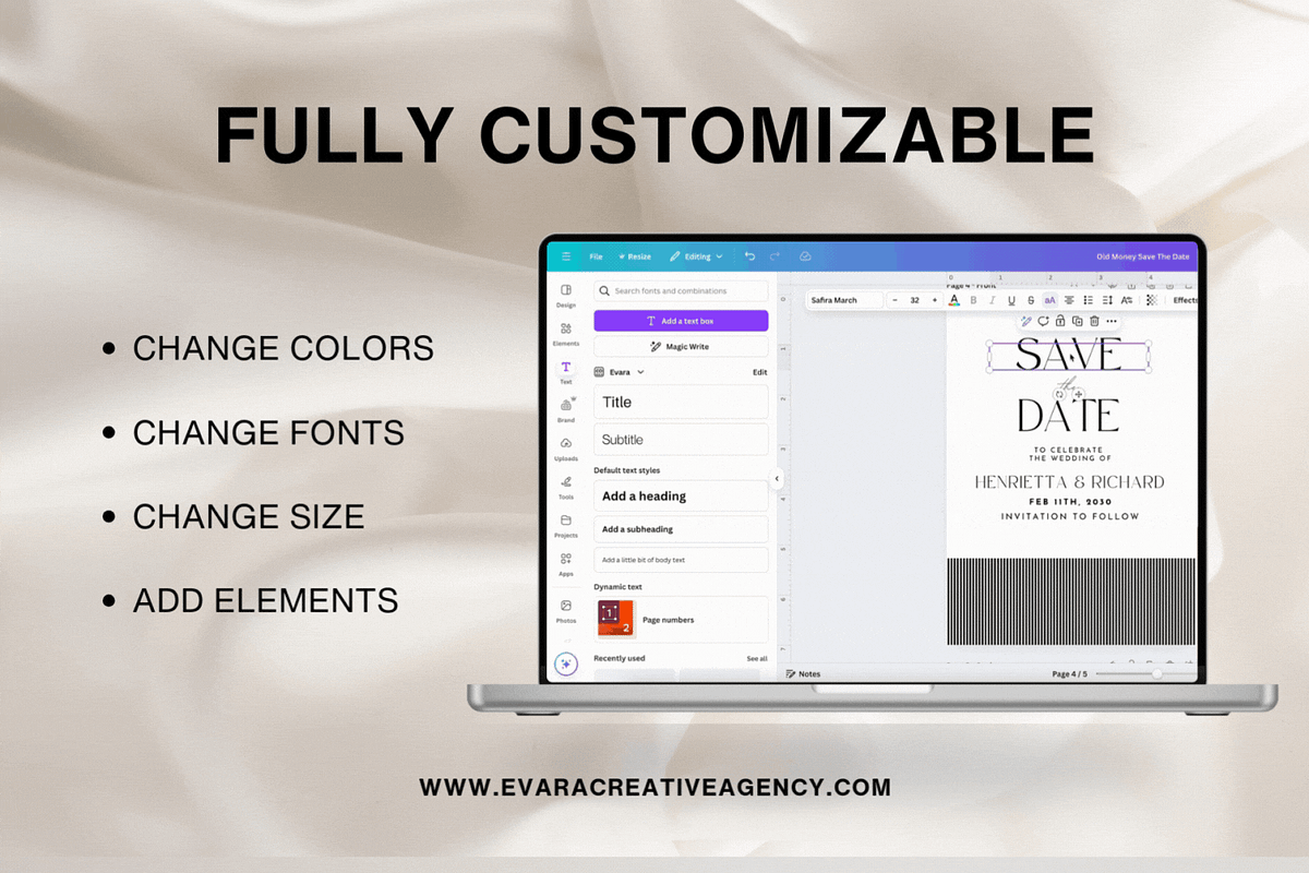 Classic Black & White Save The Date, a Stationery Template by Evara Creative Agency (Photo 5 of 7)