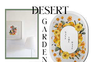 Desert Garden. Watercolor Graphic