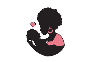 black mother with a baby in her arms