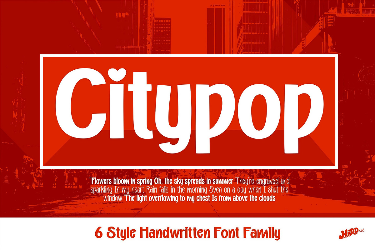 Citypop - Handwritten Font Family, a Script Font by HIRO.std (Photo 1 of 10)
