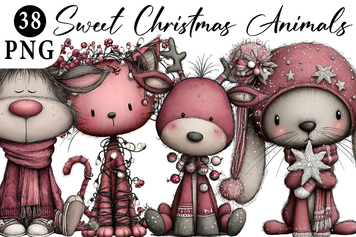 Sweet Christmas Animals PNG Bundle, an Illustration by Daily.Designs (Photo 1 of 5)