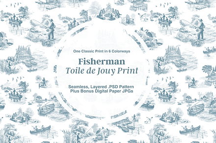 The Fisherman Seamless Pattern Set, a Pattern Graphic by Hughes Studio