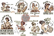 10 Retro Bakery Girl Quotes Bundle, a Food Illustration by ClipArtTime (Thumbnail 1 of 4)