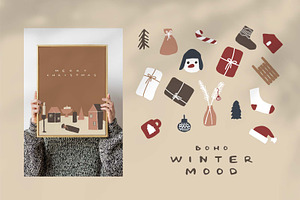 Winter boho decoration elements