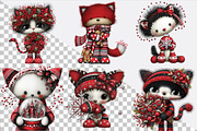 Whimsical Christmas Cat Clipart Bund, an Animal Illustration by SVGArt (Thumbnail 2 of 9)