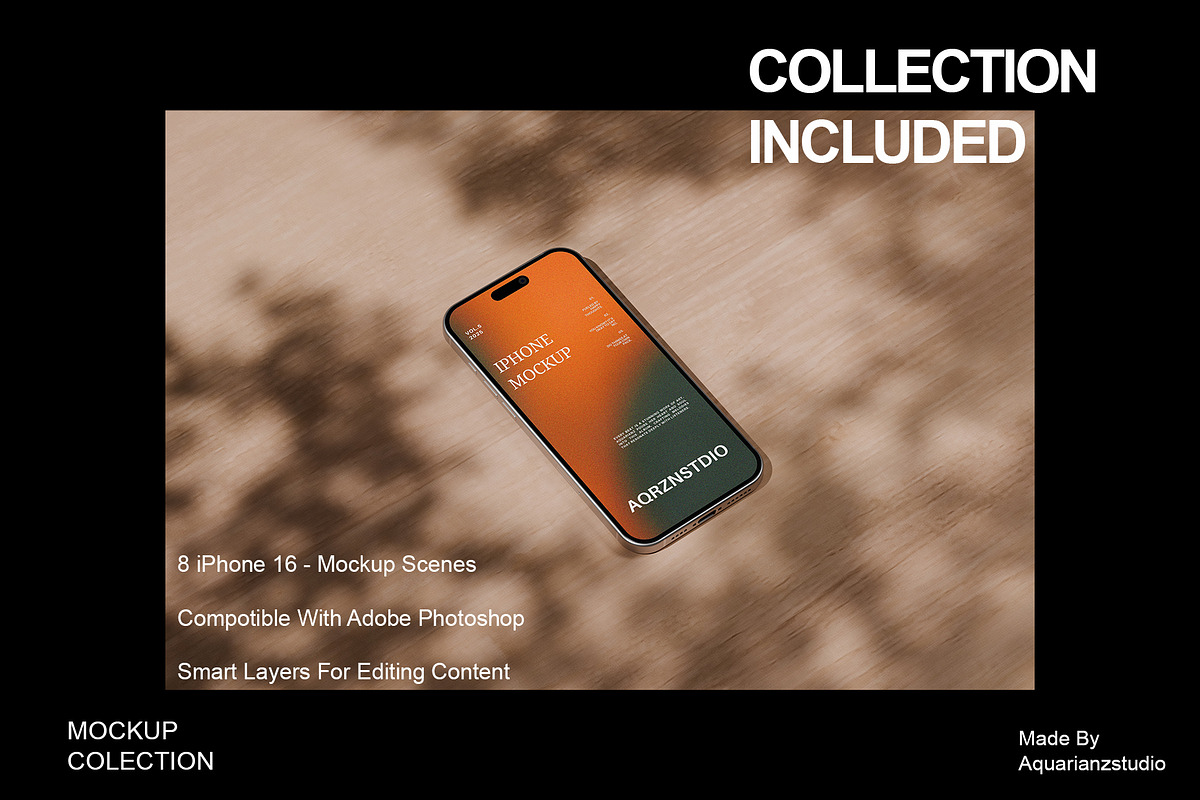iPhone 16 Mockups Collection, an iPhone Mockup by Aquarianz Studio (Photo 2 of 4)