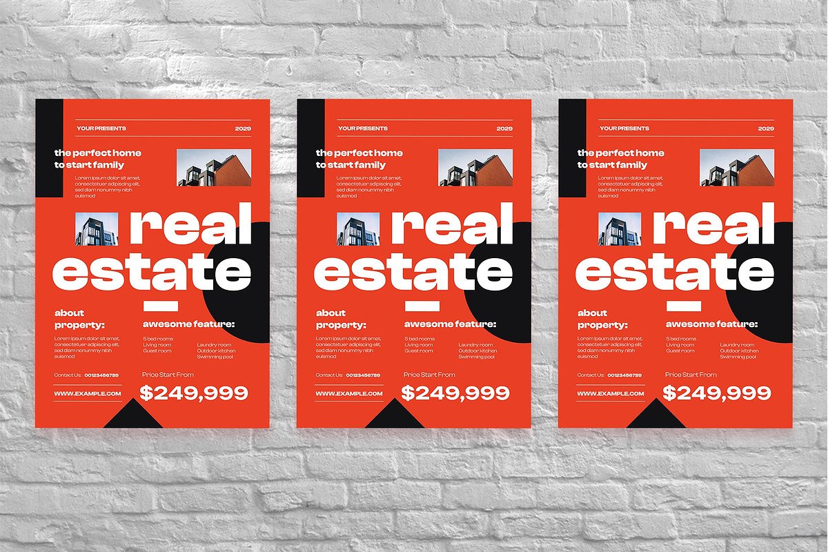 Red Swiss Real Estate Flyer Set, a Flyer Template by Aiyari Graphic (Photo 3 of 3)