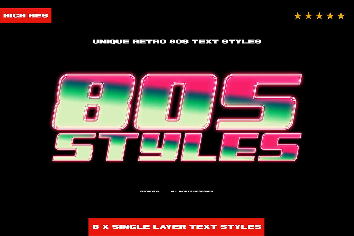 Retro 80s Text Styles byDBDS, a Brushes & More by dbdslondon (Photo 2 of 8)