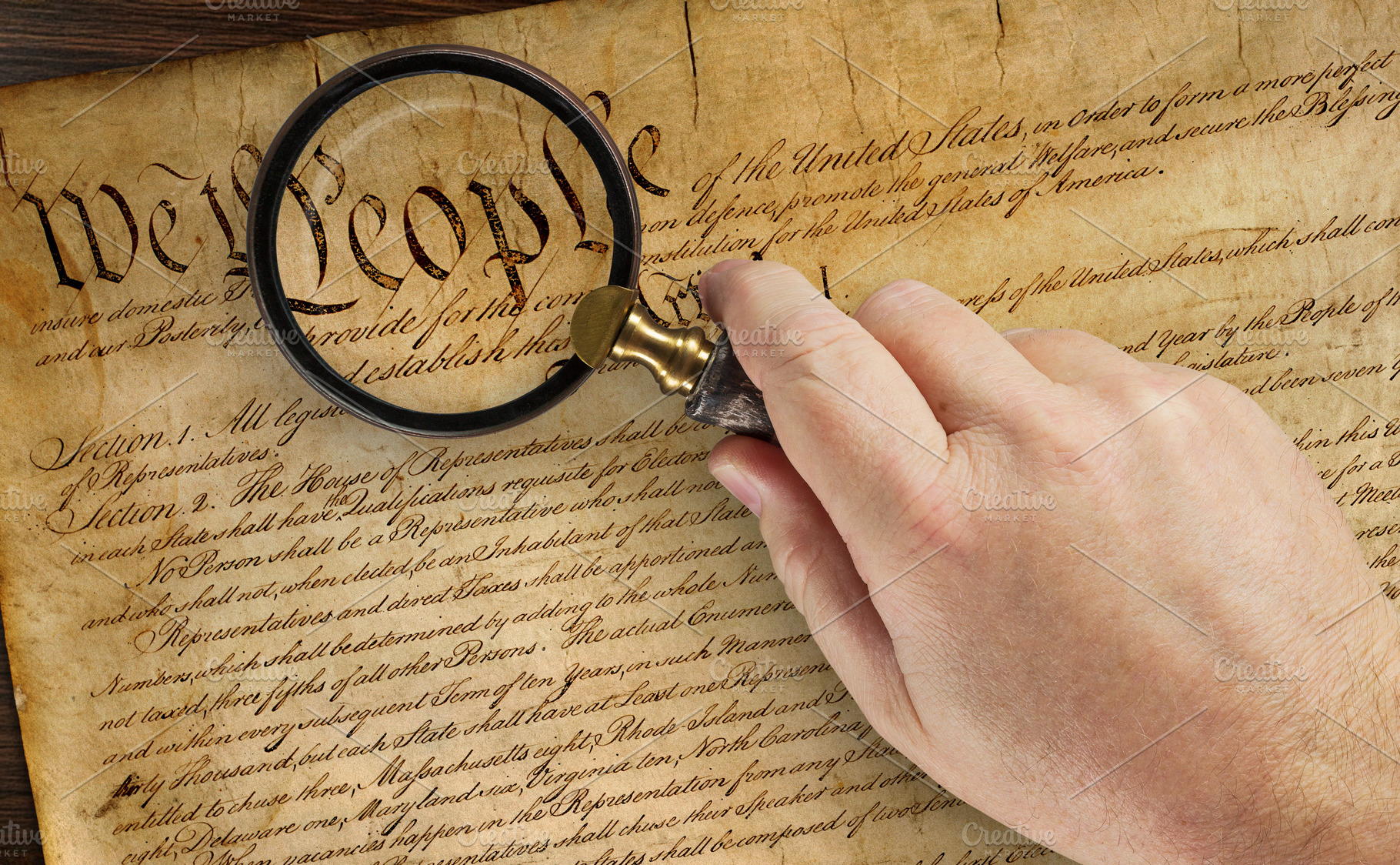 Magnifying Glass Over Constitution., a Business Photo by Andy Dean Photography