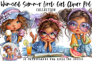 Whimsical Summer Little Girl Clipart, an Illustration by OK Design