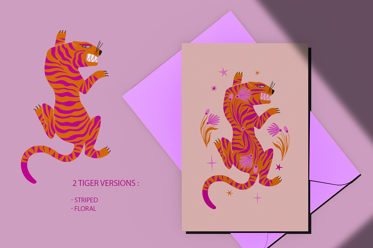 Folk Art Tigers, an Animal Illustration by Annakniaz (Photo 2 of 15)