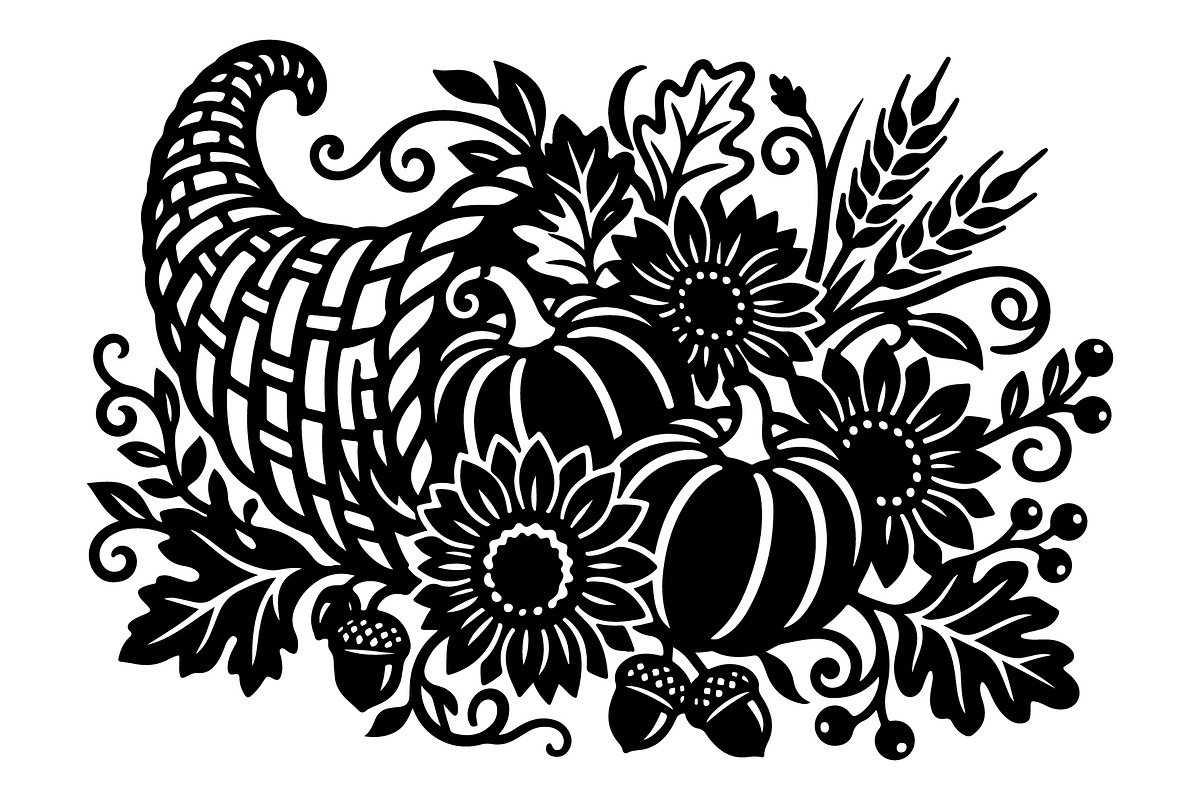 Elegant Floral Pumpkin Cornucopia, an Object Graphic by Gfx_Store (Photo 5 of 16)