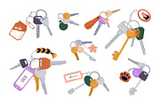 Door keys on rings with keychains, an Object Illustration by Good Studio (Thumbnail 3 of 3)