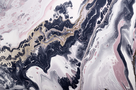 Pink, gold and black waves on a whit, an Abstract Photo by colnihko