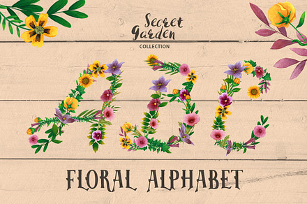 Floral Alphabet - Secret Garden