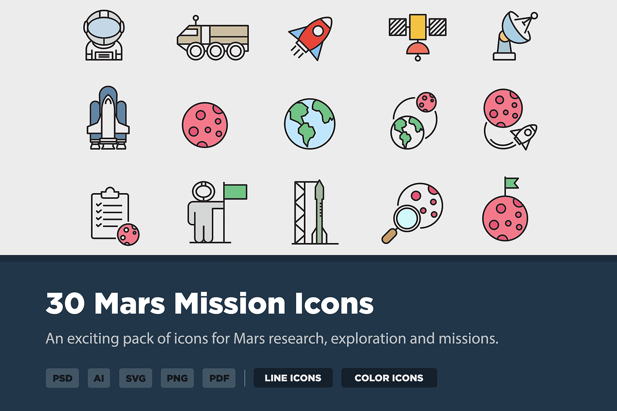20 Mars Mission Icons, an Icon by Creative VIP