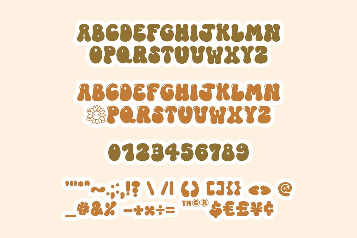 Sunflower Retro Groovy Font, a Handwritten Font by Babymimiart (Photo 9 of 9)