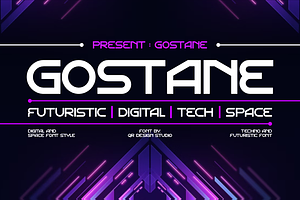 Gostane - Futuristic Tech Font, a Sans Serif Font by QR Design Studio
