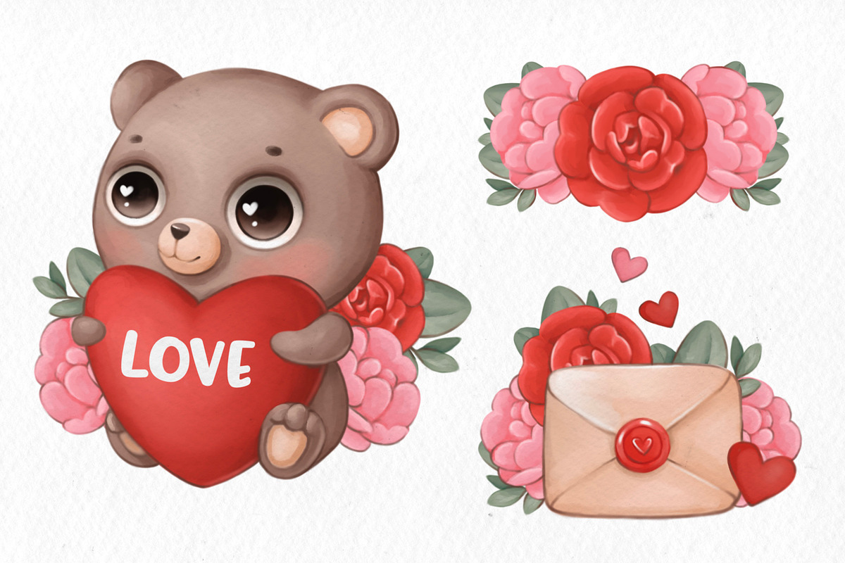 Valentine’s Day watercolour, an Animal Illustration by designs.svkl (Photo 3 of 7)