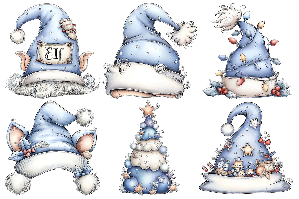 Whimsical Santa Hat Clipart, an Illustration by Pixels.Craft (Photo 6 of 6)